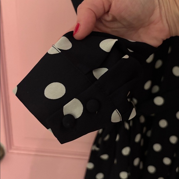 Hobbs London Polka Dot Navy and White Dress - Picture 5 of 7